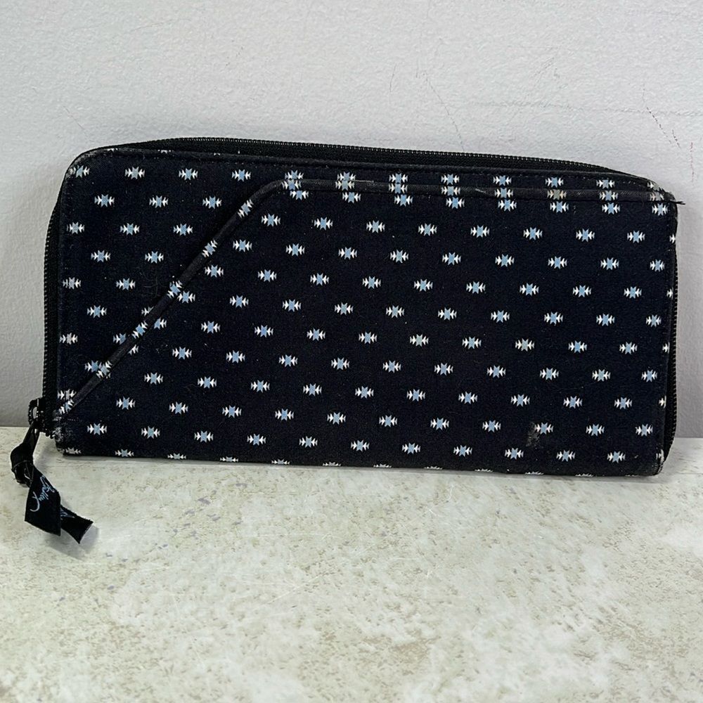 Vera Bradley Alpine Black Travel Wallet Organizer
